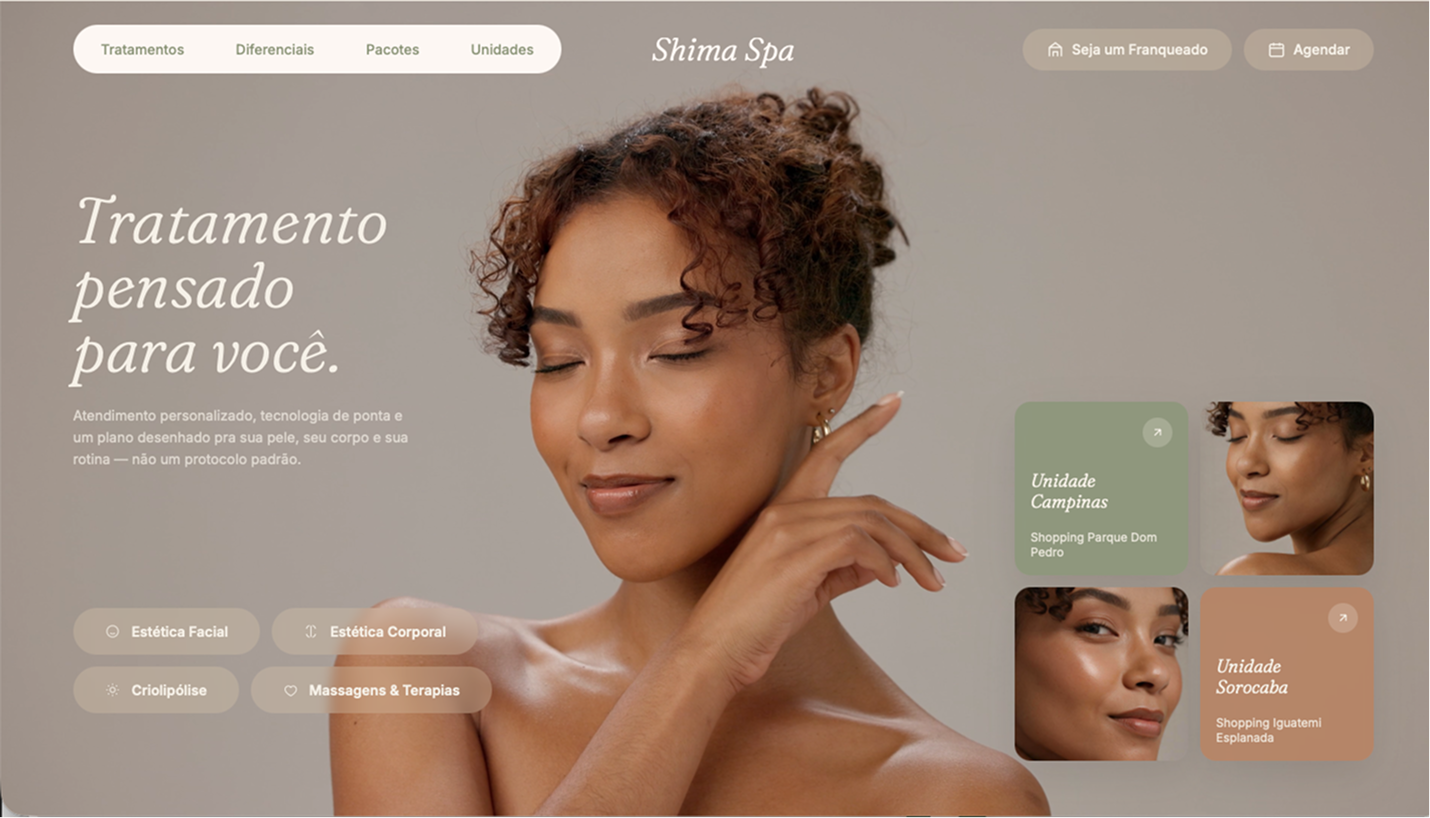 Site refeito com o método Falcon Code — Shima Spa
